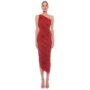 Norma Kamali Red One-Shoulder Midi Dress